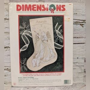 NEW 1997 Dimensions Crewel Embroidery Christmas Stocking KIT IVORY ANGEL # 8087